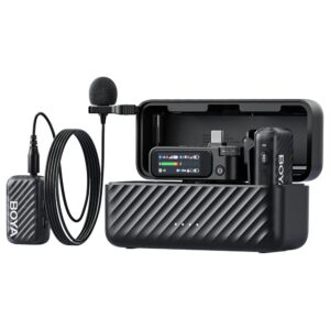 BOYAMIC 2-01 Wireless HD 2xLavalier Microphone USB-C &Camera 2x RXs 32bit Float Onboard Rec 300m 15h