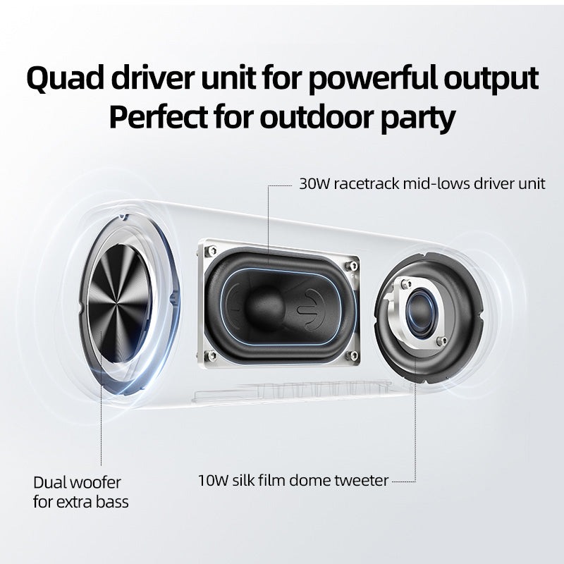 QCY SP7 Black - Portable Bluetooth Speaker w Stereo Sound 40W, Mic for Calls, RGB Light Show - Image 5