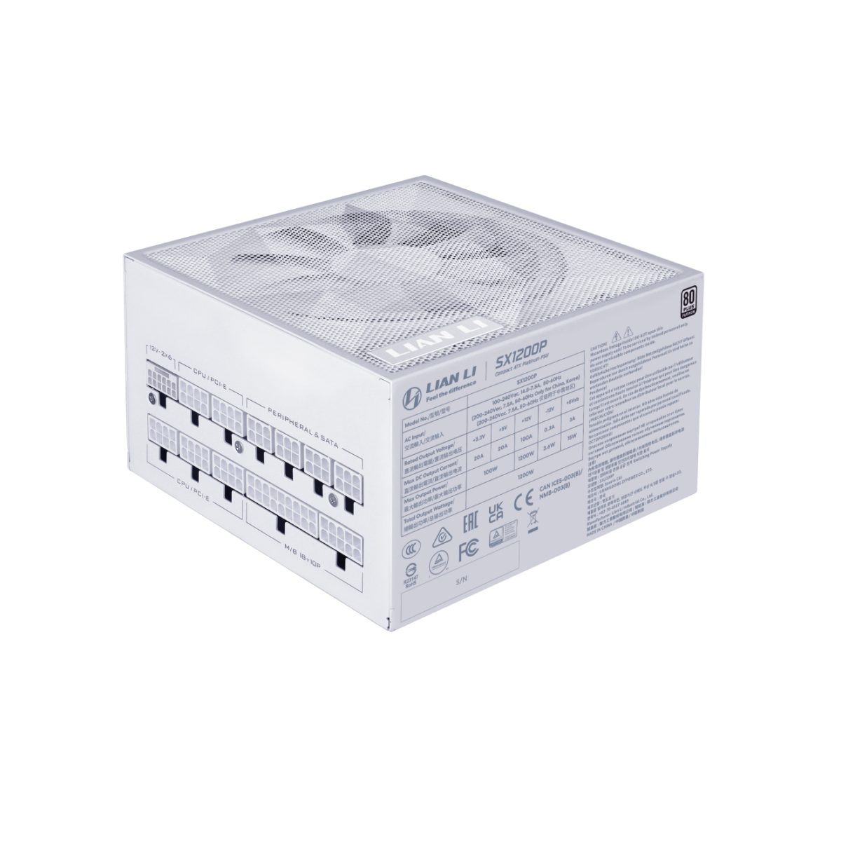 Lian Li SX 1200P White - PLATINUM 1200W - ATX 3.1 - 12V-2x6 - Japanese Capacitor - 10 Years Warranty - Image 4