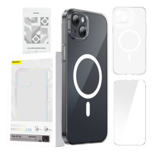 Baseus Μαγνητική Θήκη Magnetic Crystal Clear για iPhone 13 + Προστατευτικό Οθόνης Tempered Glass (Διαφανές)