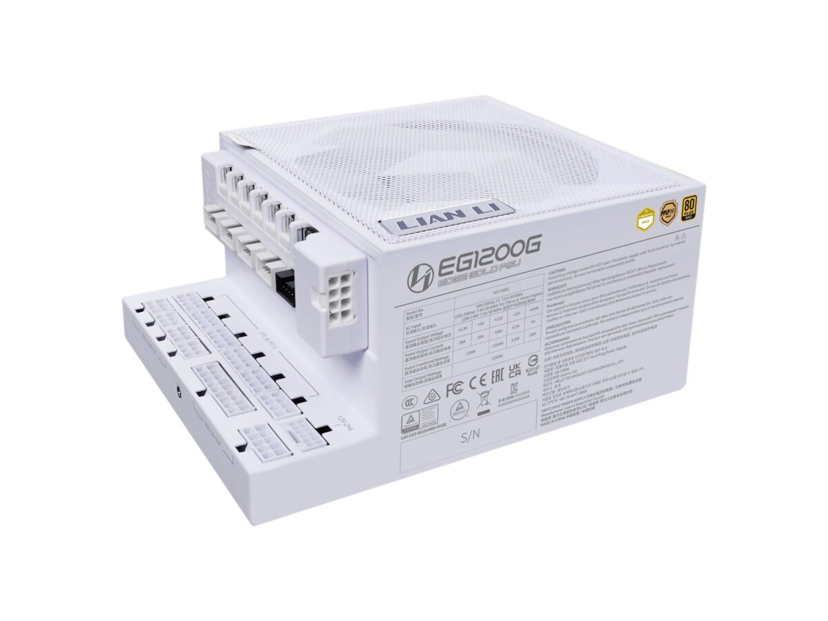 Lian Li Edge 1200W White 80+ Gold (with USB HUB), Fully Modular ATX PSU - Image 2
