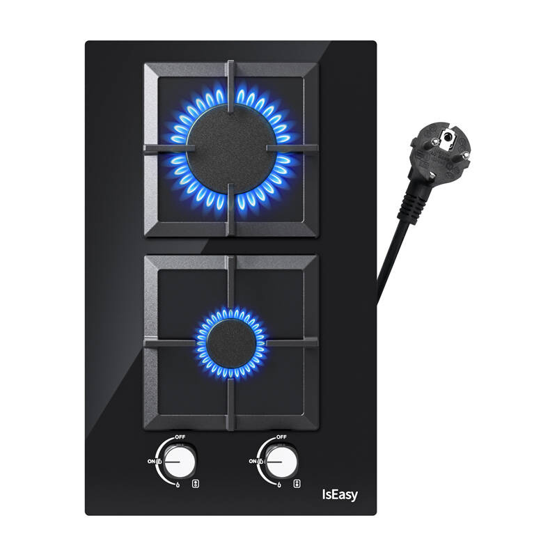 Glass Gas Stove IsEasy MGBG-312S2C two-zones (square)