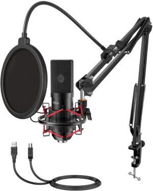 Fifine Condenser microphone with tripod T732 (black)