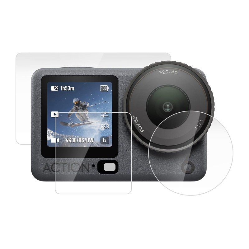 Puluz tempered glass screen protector set for DJI Osmo Action 6 (3 pcs.)