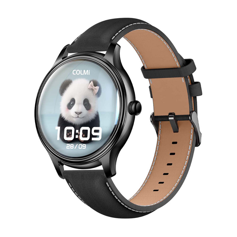 Smart Watch COLMI L28 (black silicone + black leather strap)
