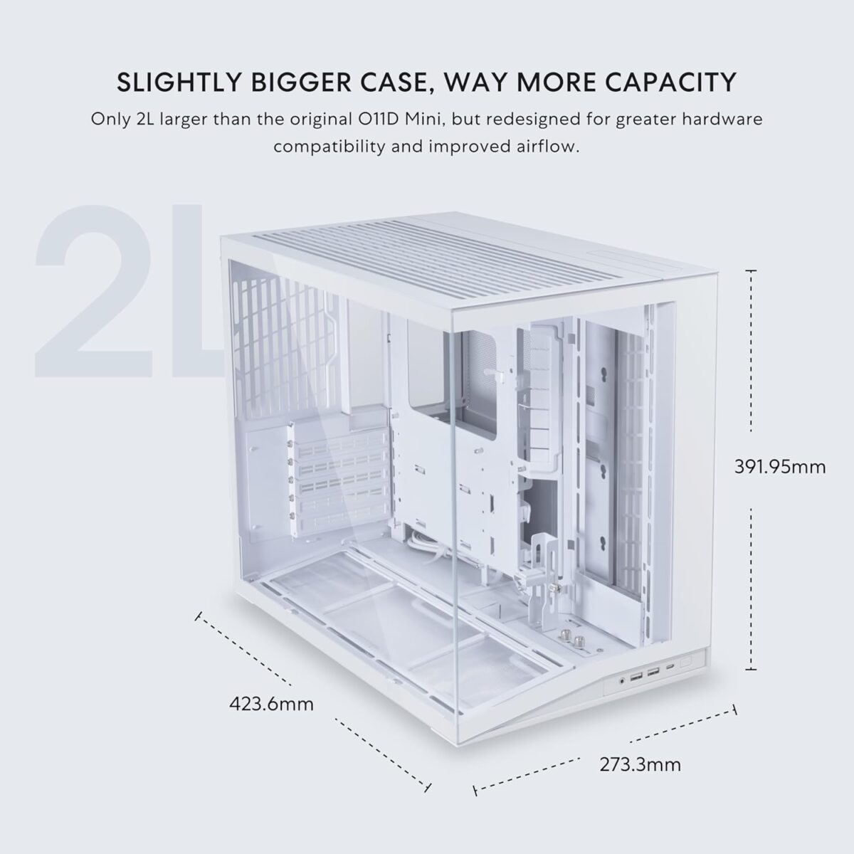 Lian Li O11D Mini V2 WHITE - ATX PC GAMING CASE - IMPROVED AIRFLOW - GPU SUPPORT BRACKET - Image 4