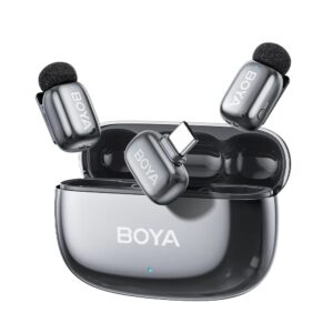 BOYA mini 2 Type-C Space Gray, 2,4GHz 2mic Wireless AI-ANC Mic w. Charging Box Mono/stereo/safety-tr