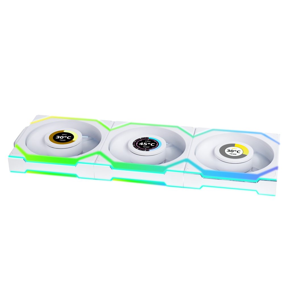 Lian Li UNIFAN SL Wireless LCD 120 -3PCS Reverse White (Triple pack include Controller) - Case Fan - Image 2