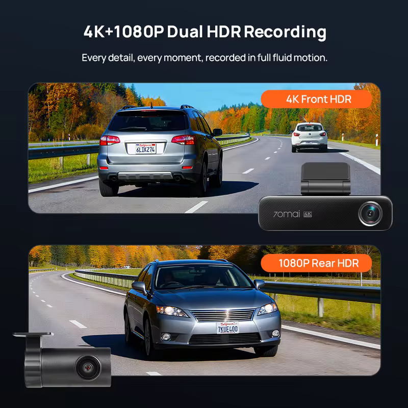 70mai Μ800-2 4Κ Dash Cam set & Rear Cam. 3840?2160 GPS & Hi Temperature Battery - Image 4