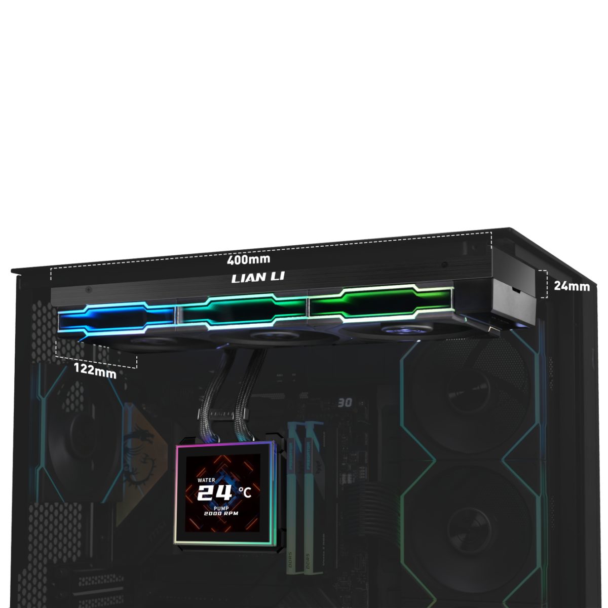 Lian Li Hydroshift II LCD-S 360TL Black - RGB AIO CPU Cooler - 3.4" Screen - 1851/1700, AM5/AM4 - Image 5