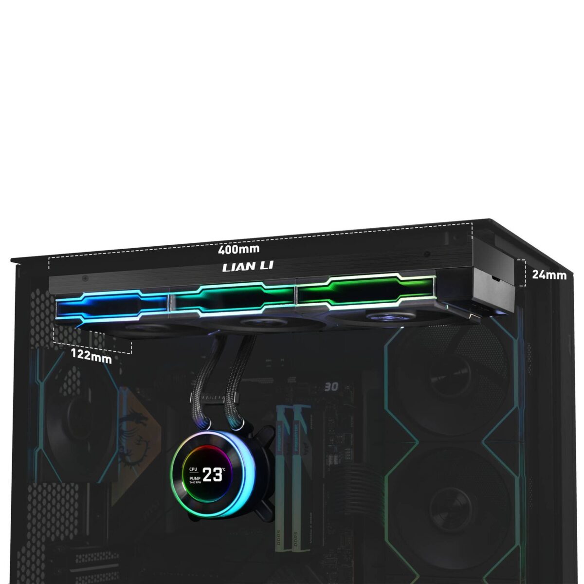 Lian Li HydroShift II LCD-C 360 RGB TL fan Black - AIO CPU Liquid Cooler with TL RGB Fans - Image 3