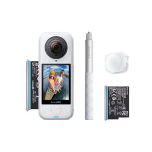 Insta360 X4 Air Starter Bundle White - Lightweight 8K 360 AI Act Cam Selfie stick,2xbattery,lens cap