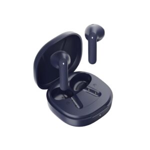 QCY Air Blue Semi-Ear TWS Earbuds, quad Mic ENC multi-point connection, leather grain case