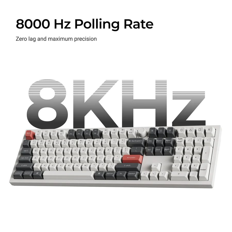 Keychron Q6 Ultra (Q6U-P1) ZMK RGB 8K Wireless Custom Mechanical Keyboard-Red Switch 100% US White - Image 3