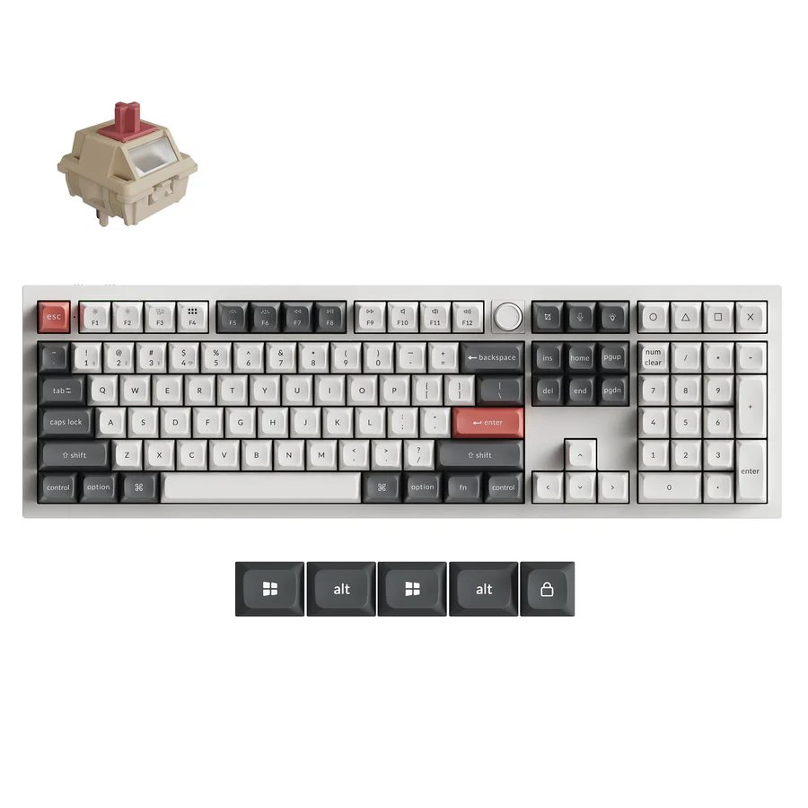 Keychron Q6 Ultra (Q6U-P1) ZMK RGB 8K Wireless Custom Mechanical Keyboard-Red Switch 100% US White