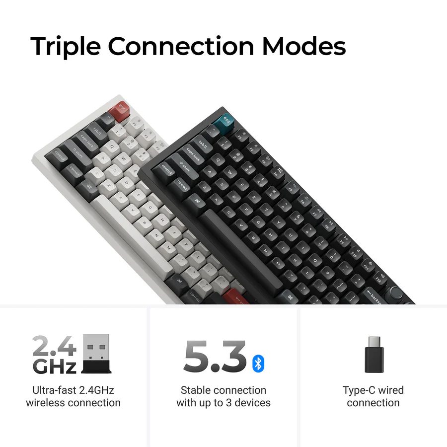 Keychron Q6 Ultra (Q6U-P1) ZMK RGB 8K Wireless Custom Mechanical Keyboard-Red Switch 100% US White - Image 2
