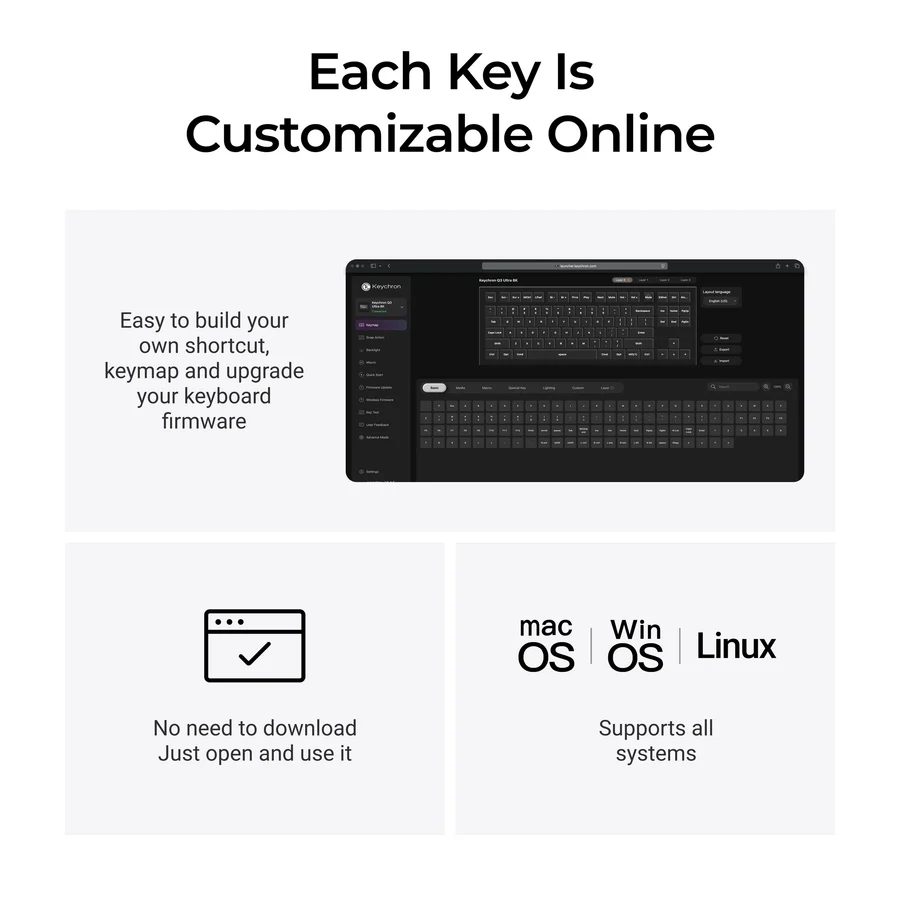 Keychron Q3 Ultra (Q3U-M4) ZMK RGB 8K Wireless Custom Mechanical Keyboard-Banana Switch 80% US - Image 4