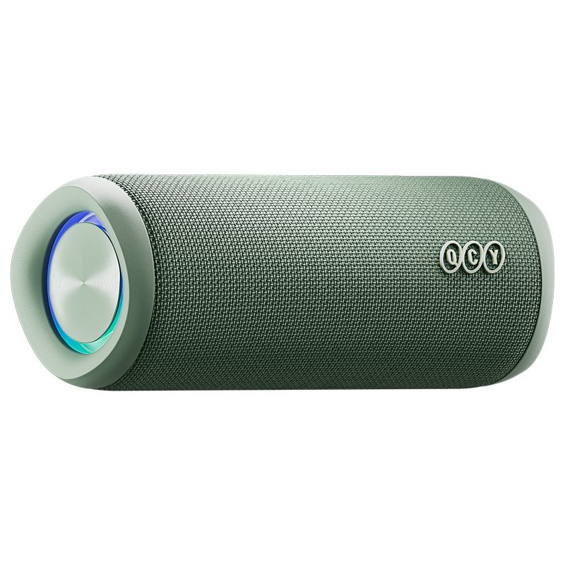 QCY SP7 Green - Portable Bluetooth Speaker w Stereo Sound 40W, Mic for Calls, RGB Light Show