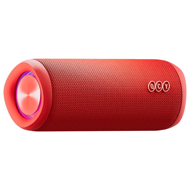 QCY SP7 Red - Portable Bluetooth Speaker w Stereo Sound 40W, Mic for Calls, RGB Light Show