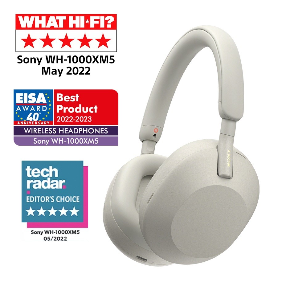 Ασύρματα ακουστικά Sony - WH-1000XM5, Hard Case, ANC, ασημί