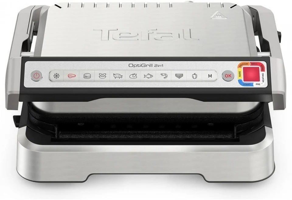 Γκριλ Tefal - Optigrill, 2100W, αντικολλητικό, ραβδωτό, inox