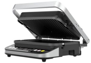 Ηλεκτρική ψησταριά AENO - EG5, 2000W, αντικολλητικό, ραβδωτό, γκρι