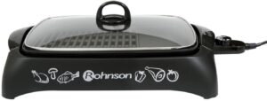 Ψησταριά Rohnson - R-250, 2200W, αντικολλητικό, επίπεδο/ραβδωτό, μαύρο