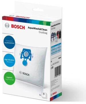 Σετ σακούλες για ηλεκτρική σκούπα Bosch - AquaWash&Clean BBZWD4BAG, 4 τεμάχια, λευκό
