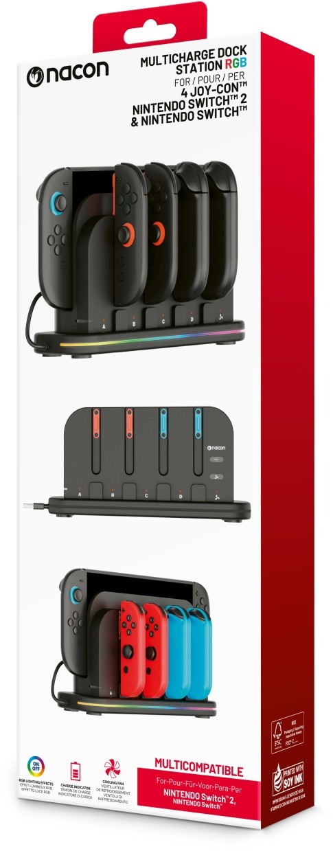 Σταθμός σύνδεσης Nacon - Multicharge Dock Station RBG for 4 Joy-Con (Nintendo Switch/Nintendo Switch2)