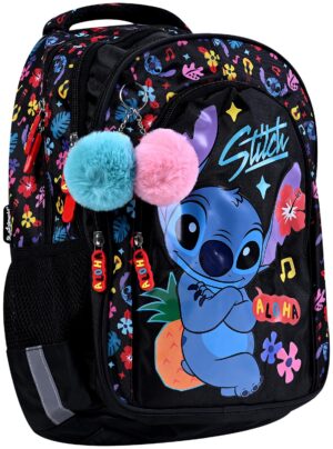 Σχολικό σακίδιο πλάτης St. Right Stitch - Black Aloha, 4 θήκες