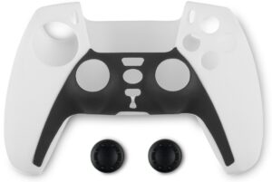 Θήκη και βύσματα σιλικόνης Spartan Gear - DualSense,λευκό/μαύρο (PS5)