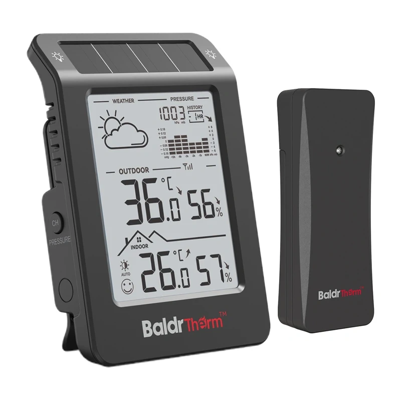 Weather Station BALDRTHERM B0596WT2H2P-V1 solar powered (Black)
