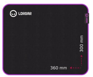 Gaming pad για ποντίκι Lorgar - Main 313, L, μαλακό, μαύρο/μωβ