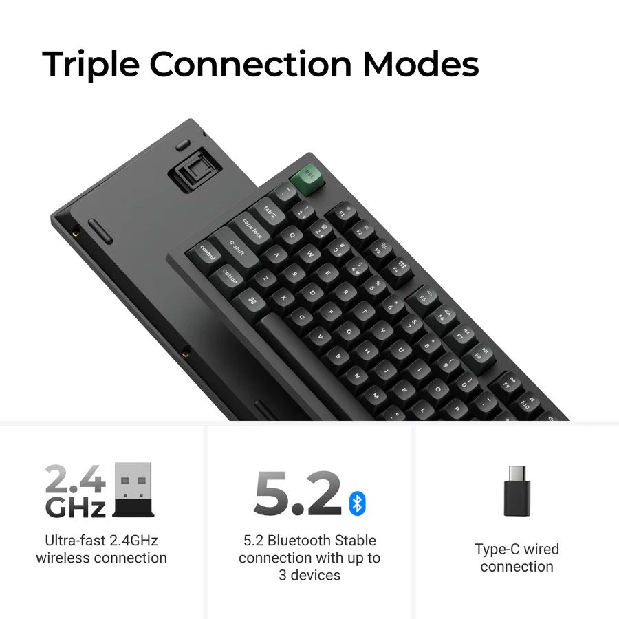 Keychron K10 Ultra (K10U-H4) ZMK Wireless 8K Mechanical Keyboard BananaSwitch (Hot-Swap) 100% Us Lay - Image 4