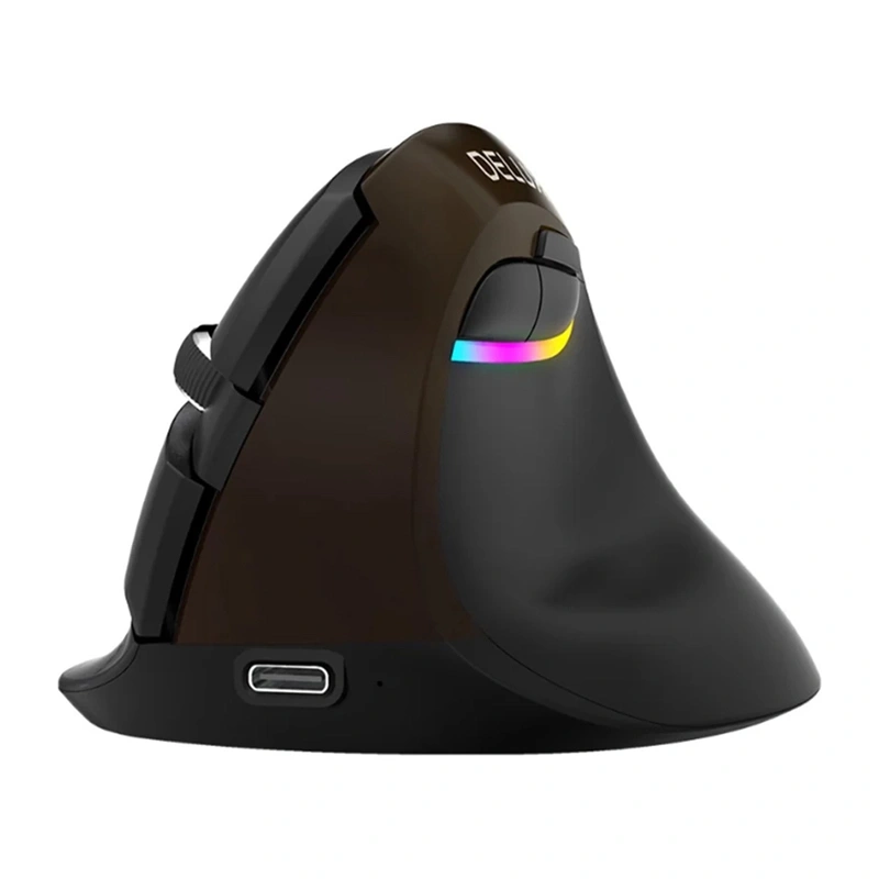 Ergonomic Mouse Delux Wired+BT+2.4G M618Mini Gold