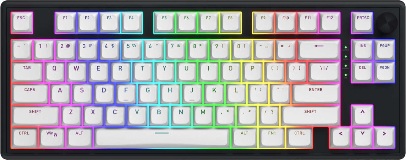 Μηχανικό πληκτρολόγιο Hator - Skyfall Wireless 80, ασύρματο, Aurum Lemon, RGB, μαύρο/άσπρο