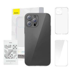Baseus Θήκη Crystal Clear για 12 iPhone Pro Max + Προστατευτικό Οθόνης Tempered Glass (Διαφανές)