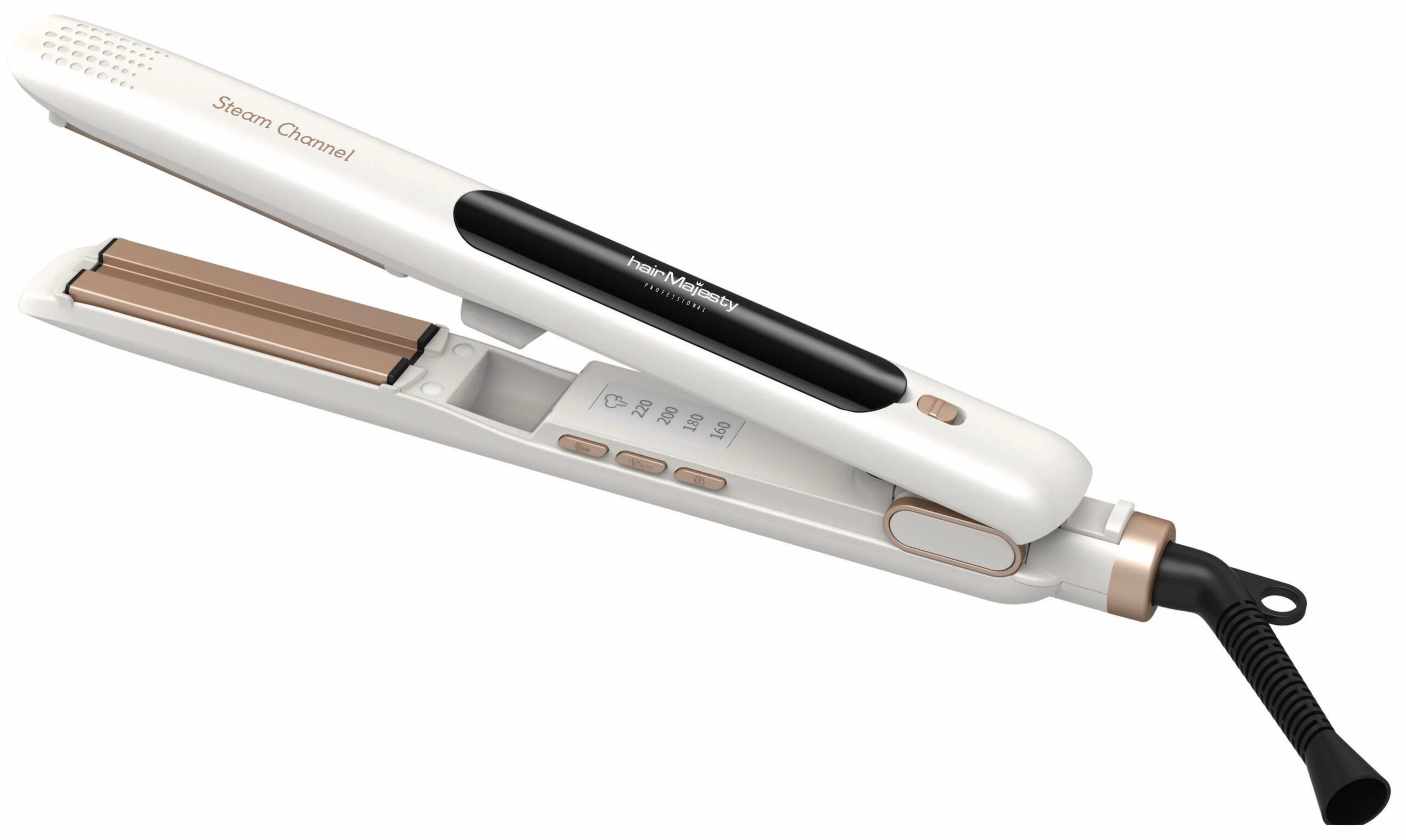 Ισιωτικό μαλλιών Hair Majesty - HM-4022, 220°C, κεραμική επίστρωση, λευκό/χρυσό